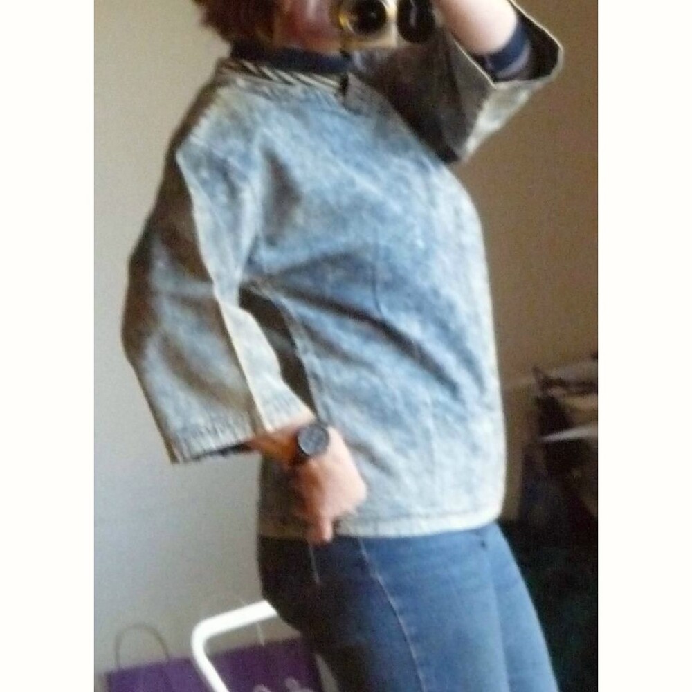 Vintage Santa Fe South Acid Wash Denim Jean Boxy Minimalist Boho CropTop M-L